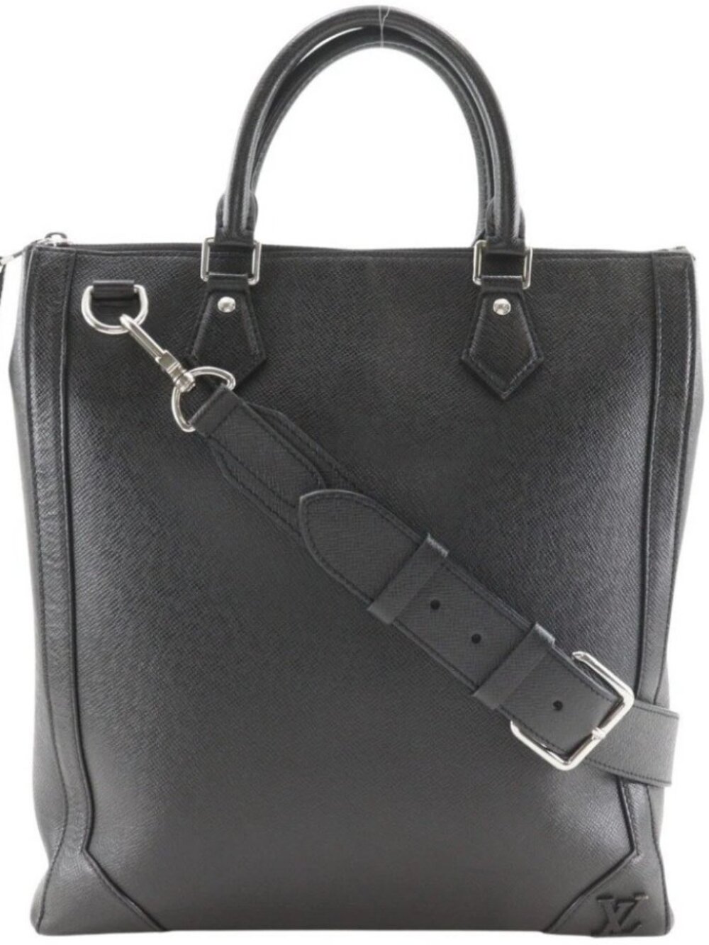 LOUIS VUITTON Vertical Tote Handbag M30811 2WAYShoulder black Taiga mens